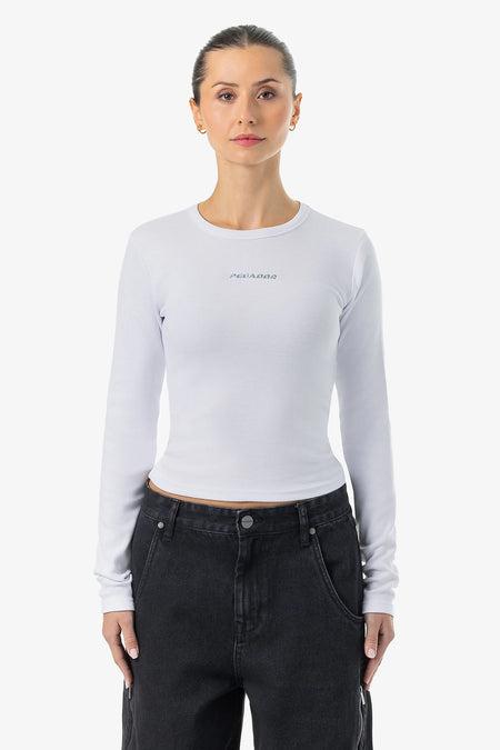 Nina Longsleeve White Light Grey