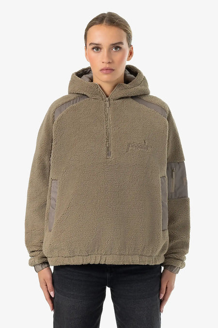 Bonny Teddy Fabric Mix Halfzip Desert Taupe
