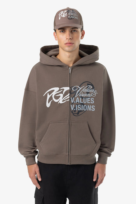 Wakun Boxy Sweat Jacket Dust Brown