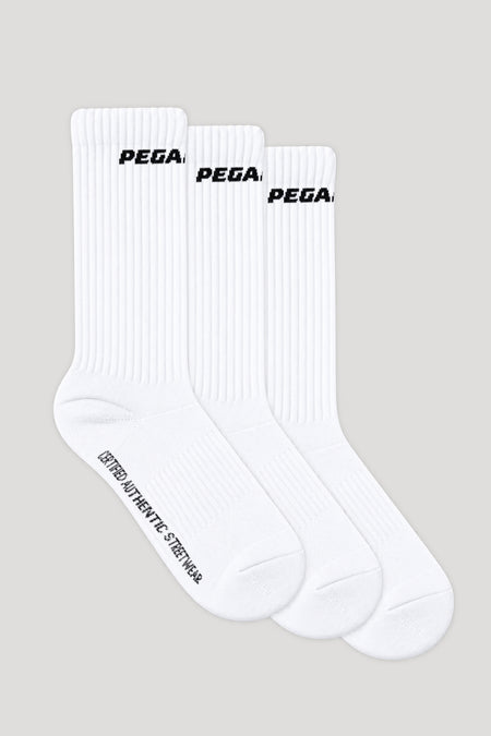 Certified Logo Socks White Black (3 Pack)