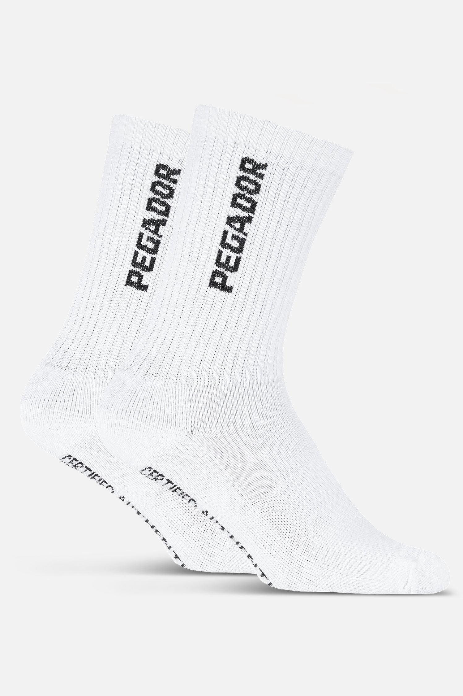 Pegador Certified Cross Logo Socks White Black Seitenansicht aus der Never Too Late Kollektion für Herren