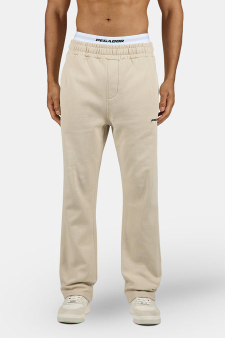 Logo Wide Sweat Pants Stone