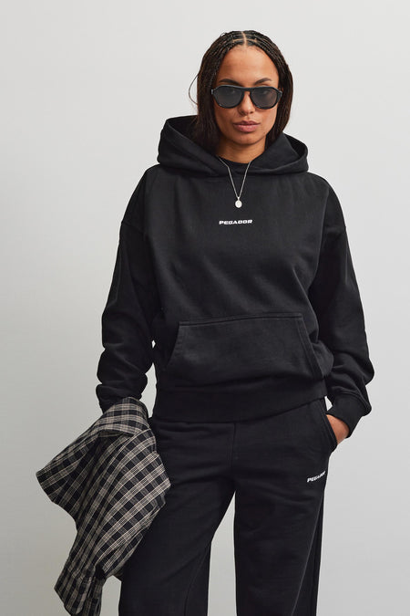Clarita Logo Oversized Hoodie Black