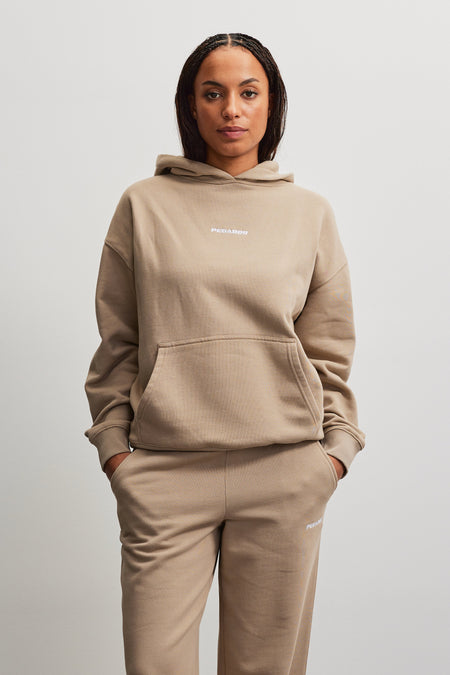 Clarita Logo Oversized Hoodie Beige
