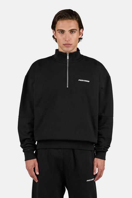 Logo Oversized Half Zip Sweater Black