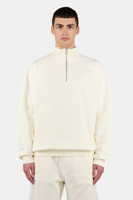 Logo Oversized Half Zip Sweater Unbleached