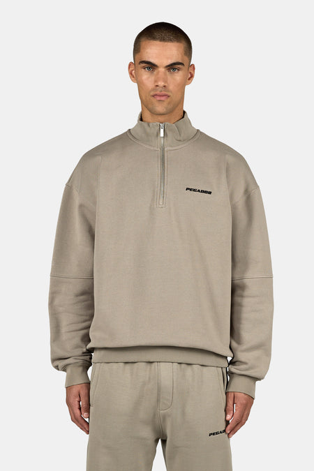 Logo Oversized Half Zip Sweater Flint Grey