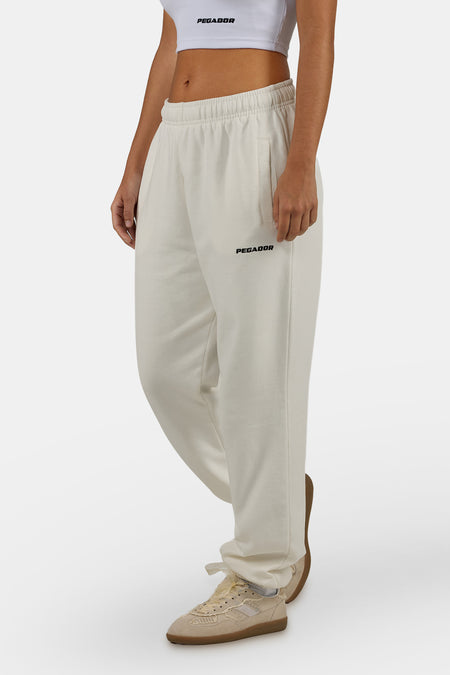 Villa High Waisted Sweat Pants Washed Warm White