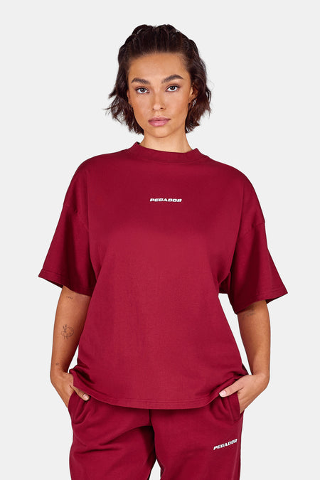 Bracy Heavy Oversized Tee Burgundy Red