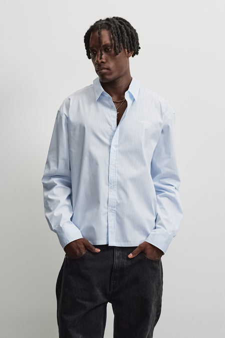 Raton Oversized Longsleeve Shirt Baby Blue White