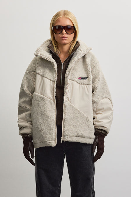 Casma Teddy Fabric Mix Jacket Moon Grey