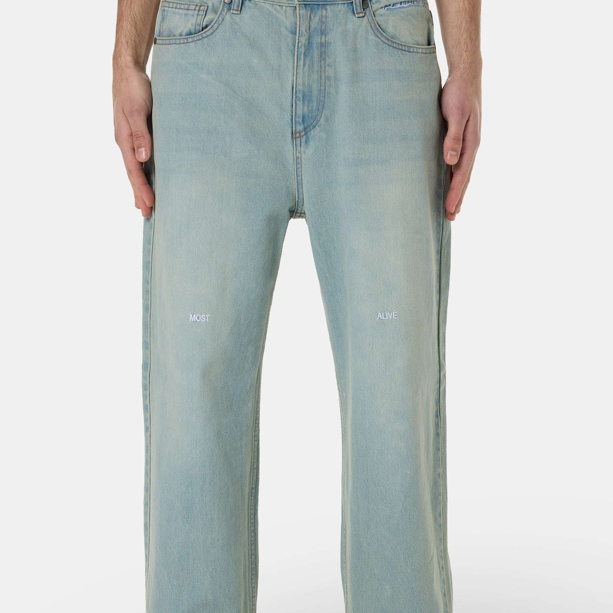 Barrow Wide Baggy Jeans Sand Washed Blue - Main Image