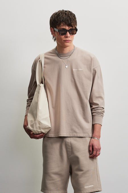 Rusk Logo Oversized Longsleeve Warm Taupe