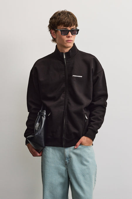 Logo Oversized Sweat Track Jacket Black