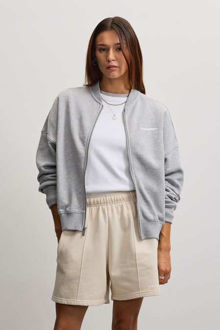 Yana Oversized Bomber Jacket Heather Grey