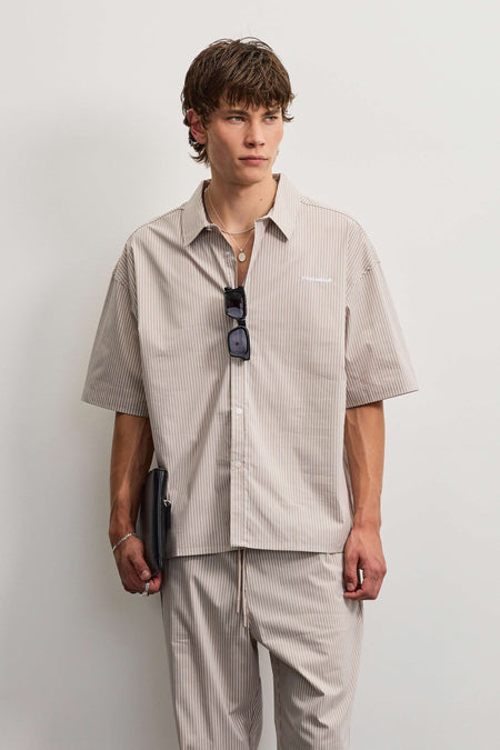 Raton Shortsleeve Shirt Dark Stone Warm White