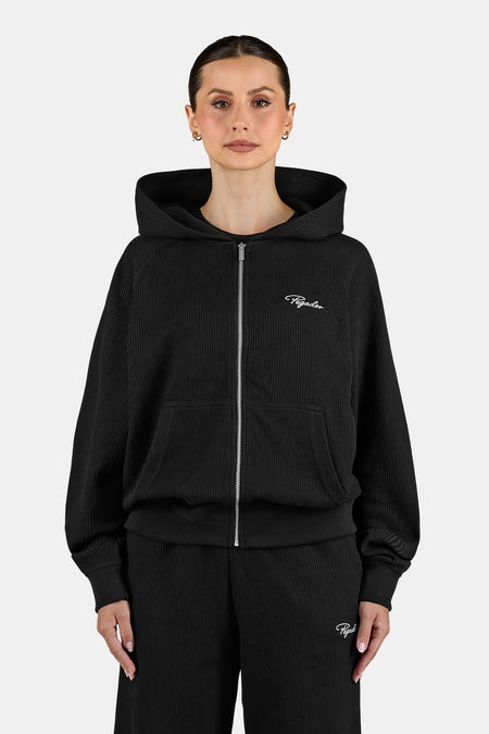 Dayita Raglan Rib Jacket Washed Black