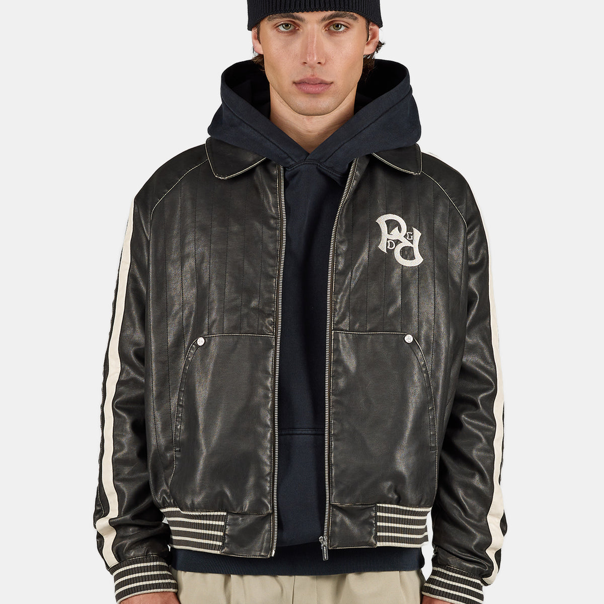 Faux Leather Leder Jacke Vintage Faux Leather Bomber Vintage