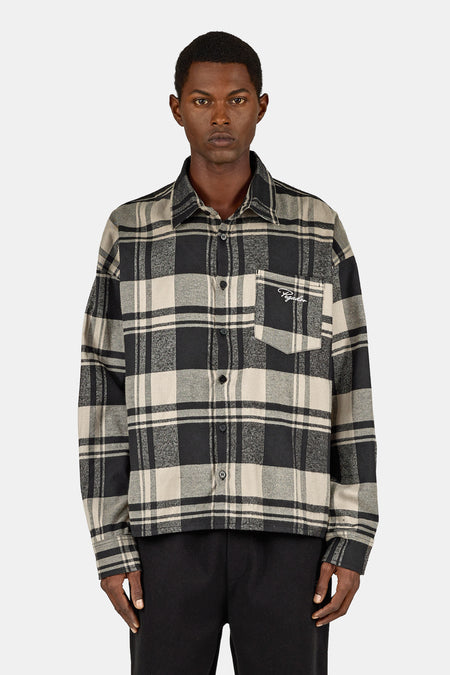 Signar Oversized Flannel Shirt Checked Black Flint Grey