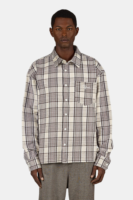 Signar Oversized Flannel Shirt Checked Warm White Walnut Brown