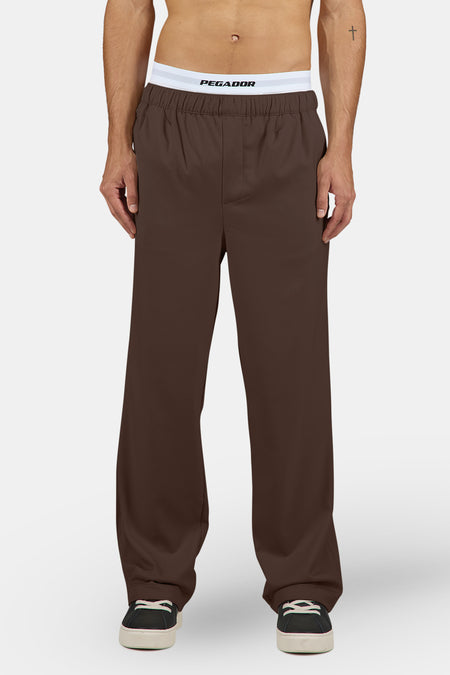 Taro Wide Smart Pants Dark Brown