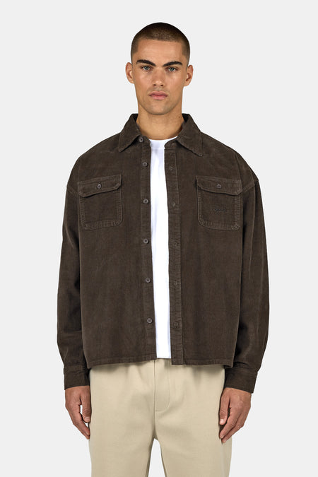 Bilaspur Oversized Cord Shirt Walnut Brown