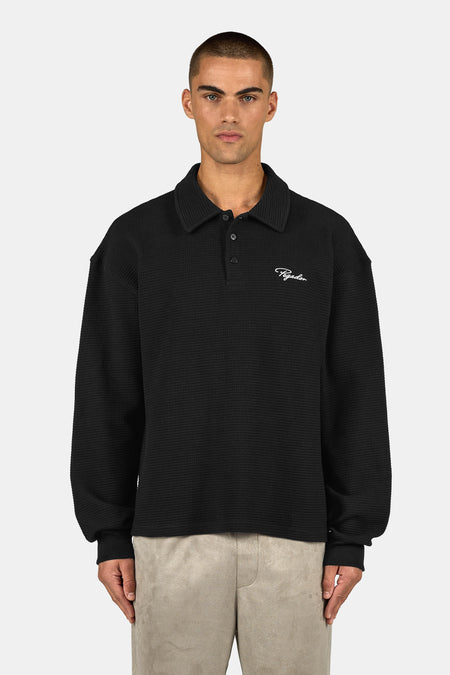 Signar Waffle Polo Longsleeve Black