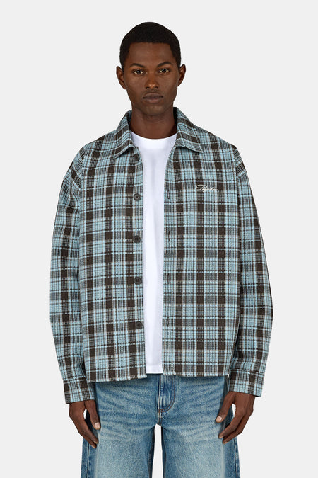 Rupit Waffle Structured Shirt Walnut Brown Frost Blue