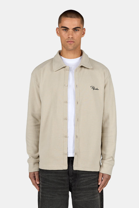 Signar Oversized Waffle Longsleeve Shirt Washed Cozy Beige
