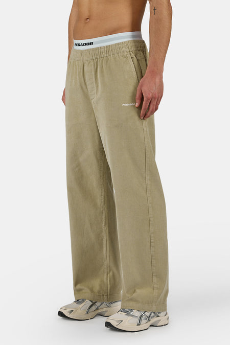 Torgny Wide Cord Smart Pants Khaki Beige