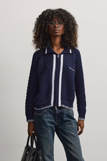 Bosa Structured Knit Jacket Indigo Blue