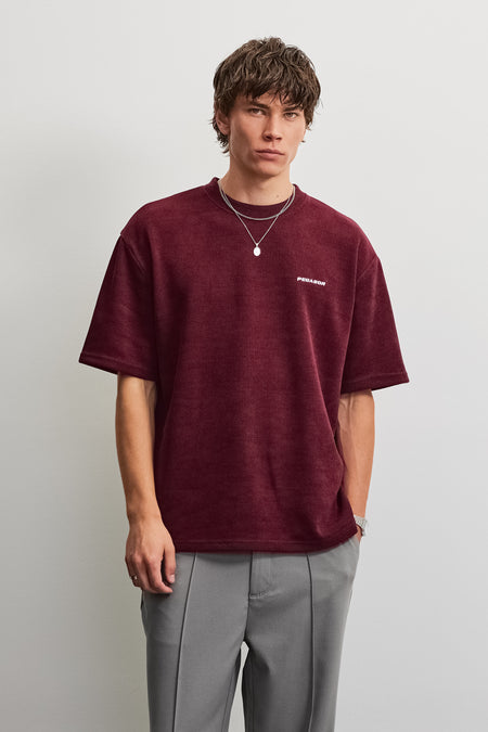 Lagos Oversized Soft Rib Tee Dark Red