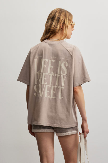 Mogarraz Heavy Oversized Raglan Tee Washed Warm Taupe
