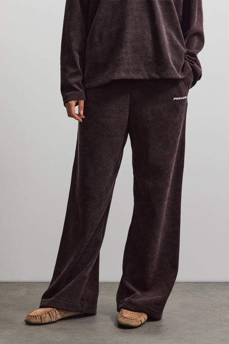 Noli Wide Soft Rib Pants Deep Brown