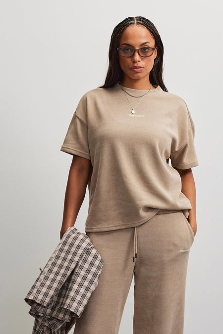 Noli Soft Rib Oversized Tee Beige