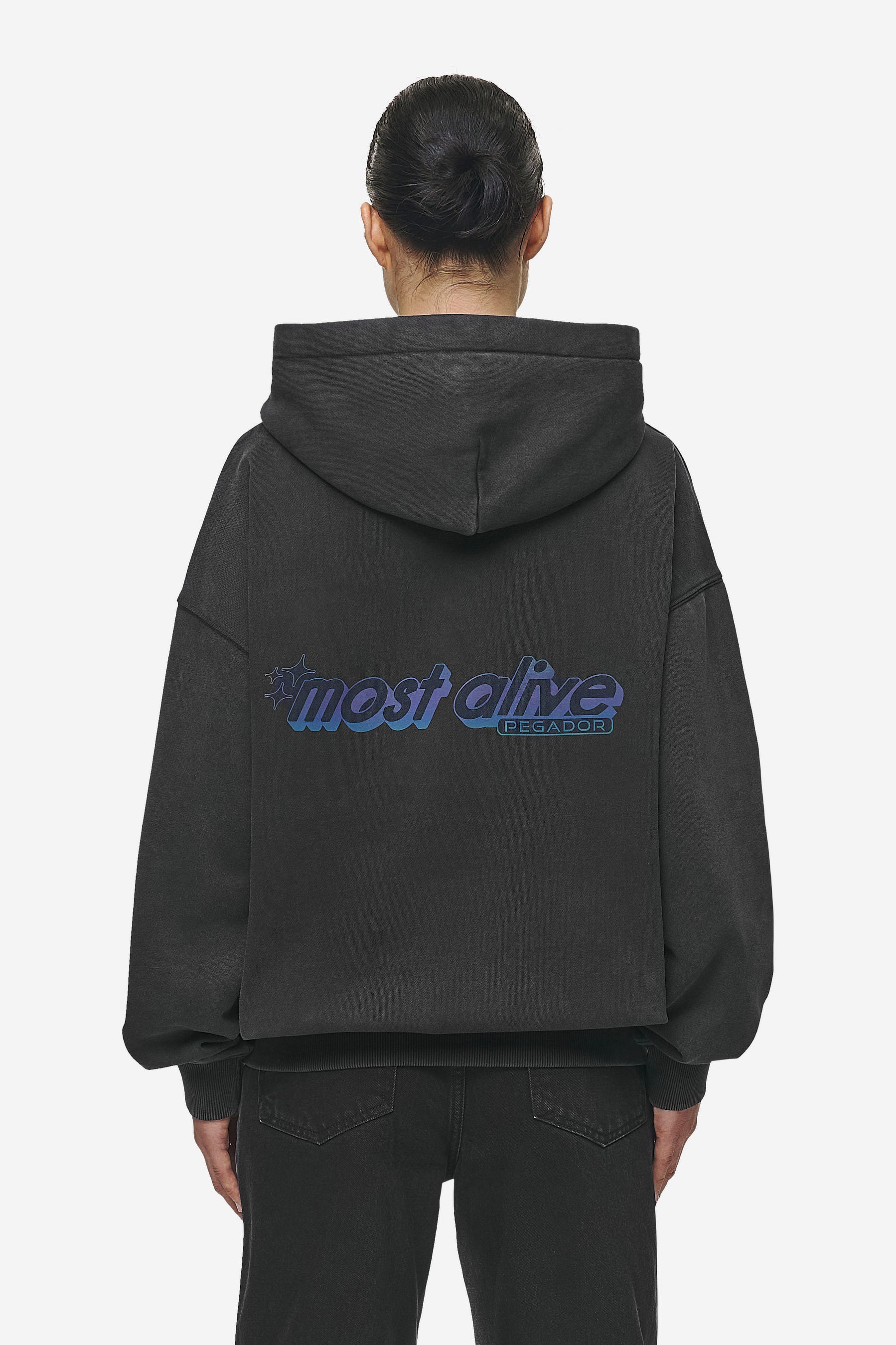 Pegador Thea Oversized Hoodie Vintage Black Hauptansicht aus der Most Alive Kollektion für DaHerren