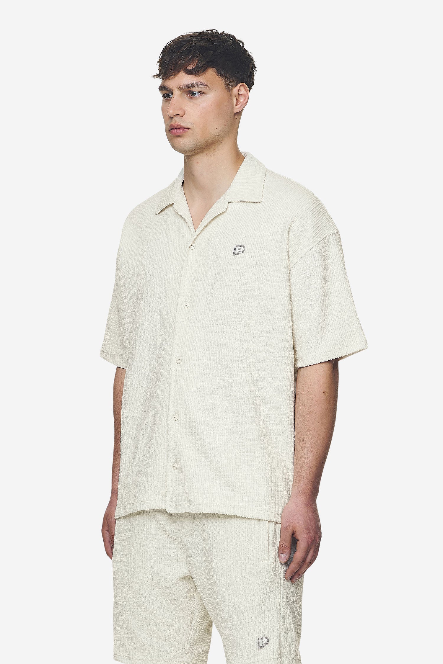 Pegador Libco Structured Knit Shirt Salty Cream Seitenansicht aus der Next Wave Kollektion für Herren