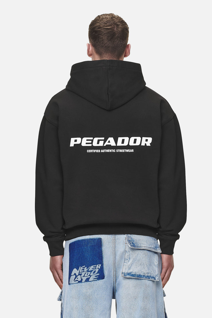 Pegador Colne Logo Oversized Sweat Jacket Washed Black