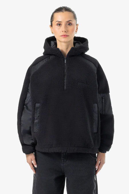 Bonny Teddy Fabric Mix Halfzip Black