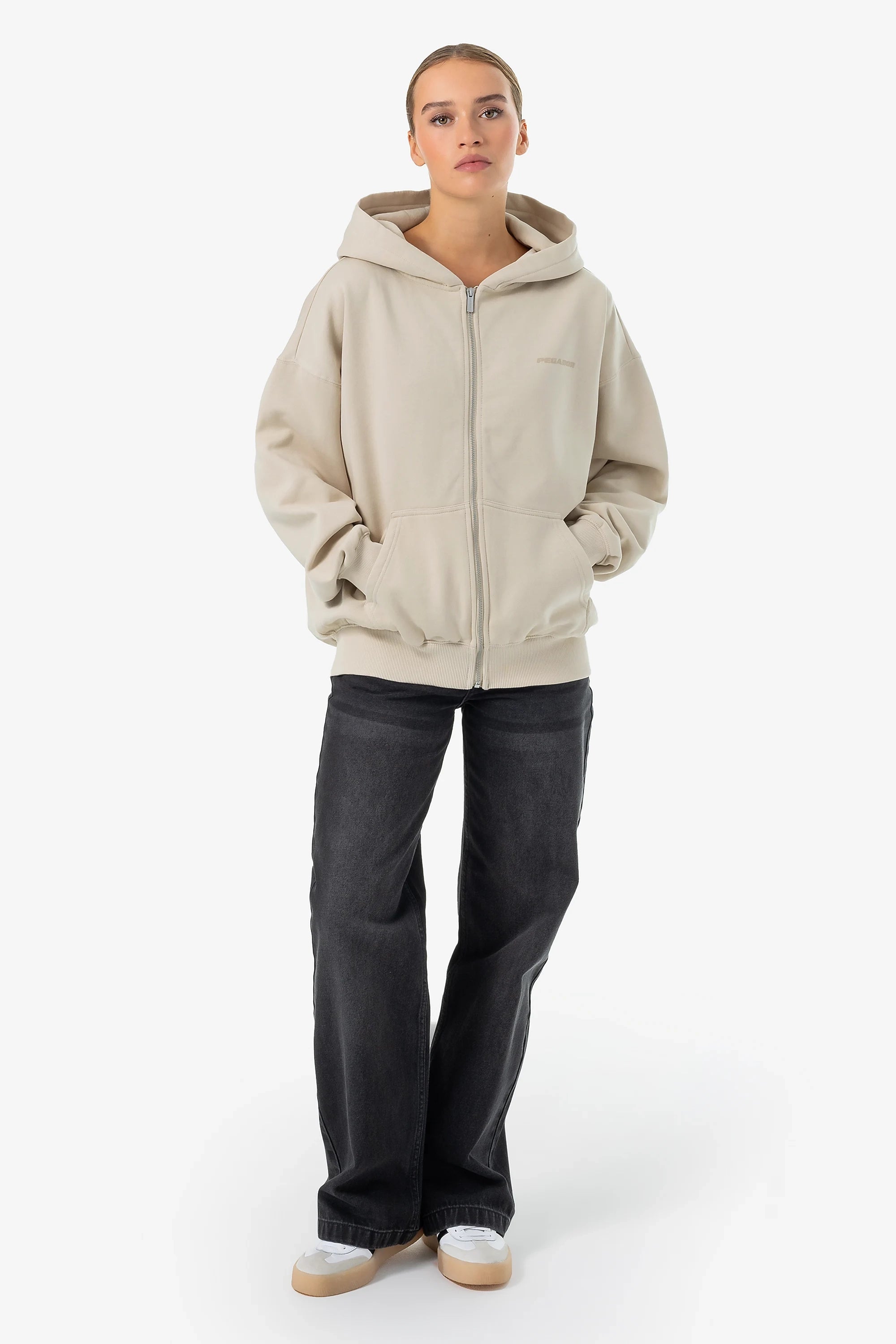 Ramira Oversized Sweat Jacket Washed Light Beige PEGADOR