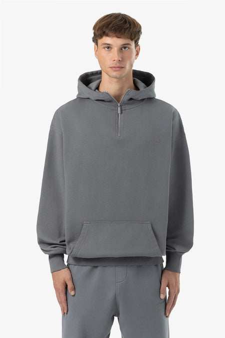 Logo Oversized Halfzip Hoodie Vintage Grey