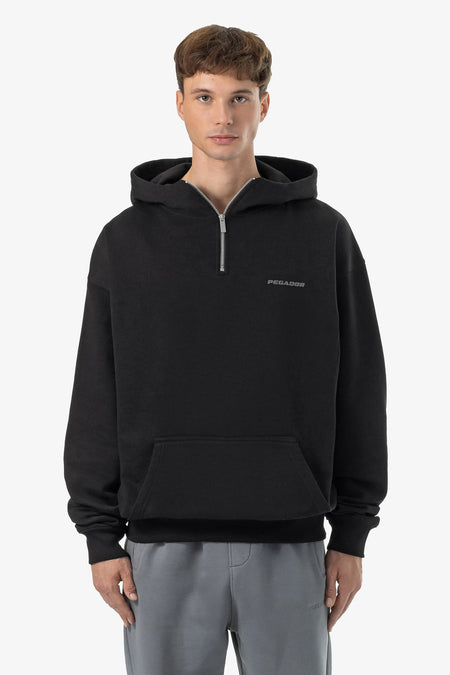 Logo Oversized Halfzip Hoodie Black Gum