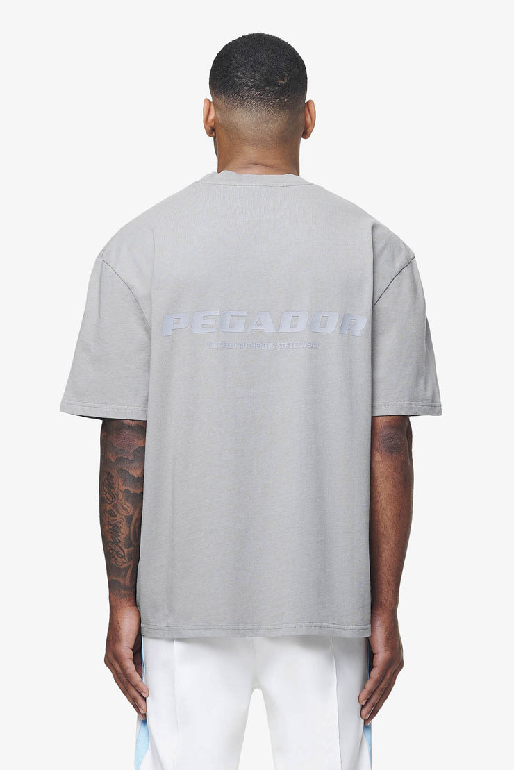 Pegador Colne Logo Oversized Tee Vintage Washed Dusk Grey Gum