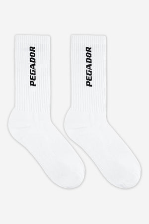 Pegador Cross Logo Socks White Black Hauptansicht aus der PEGADOR® Kollektion für Herren und Damen