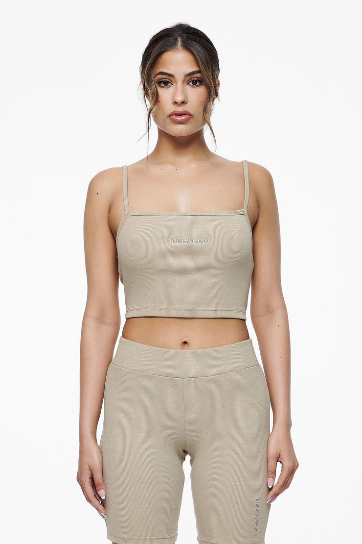 Pegador Ruby Rib Crop Top Vintage Washed Espresso