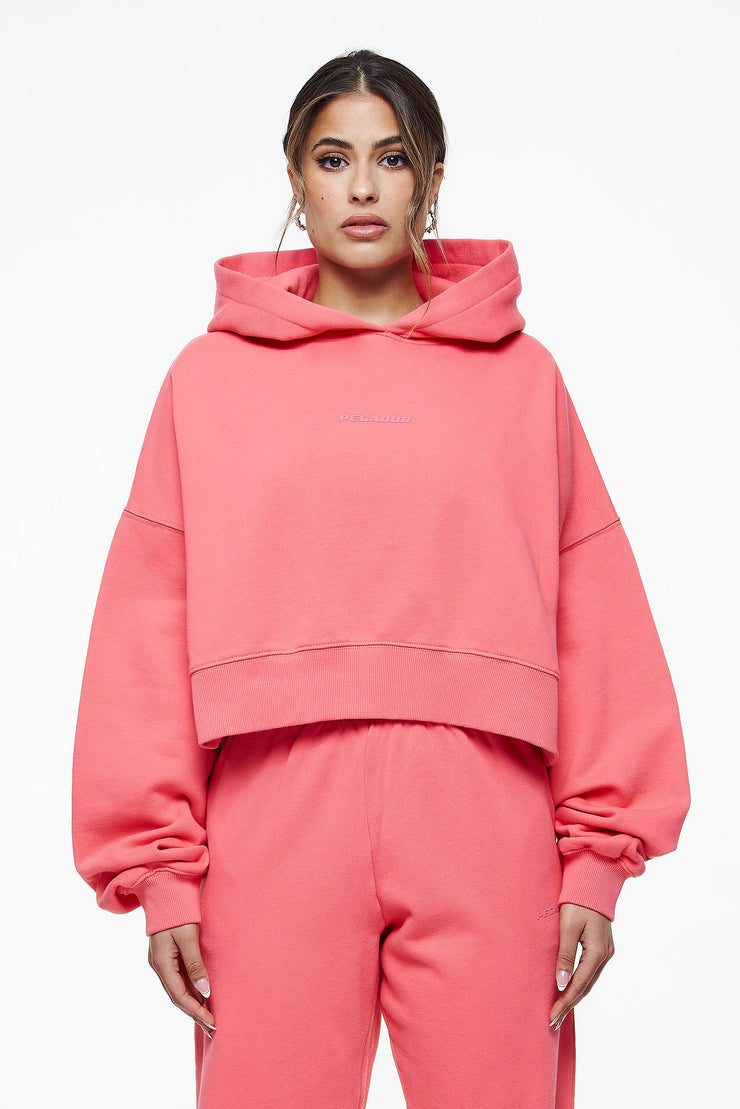 Pegador Salita Oversized Cropped Hoodie Vintage Washed Strawberry Gum