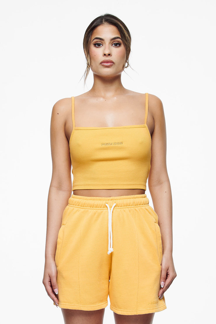 Pegador Ruby Rib Crop Top Vintage Washed Golden Sun