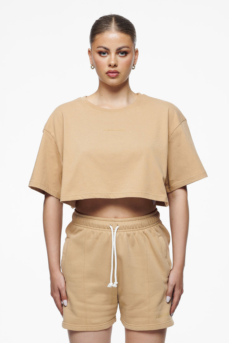 Pegador Layla Oversized Cropped Tee Vintage Washed Espresso Gum