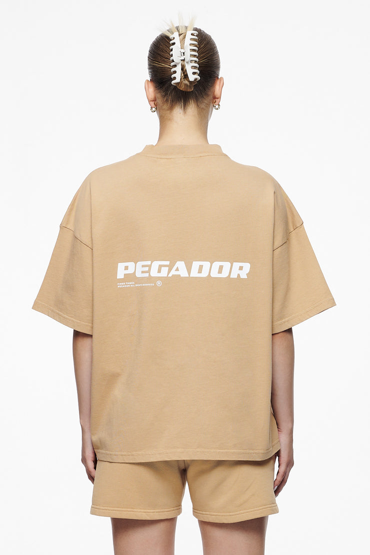 Pegador Culla Logo Heavy Oversized Tee Vintage Washed Espresso