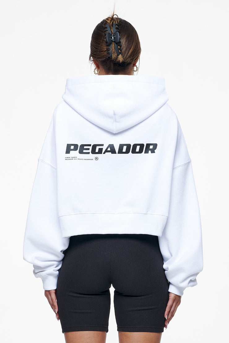 Pegador Culla Logo Oversized Cropped Hoodie White